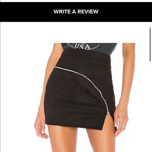 Zipper suede skirt